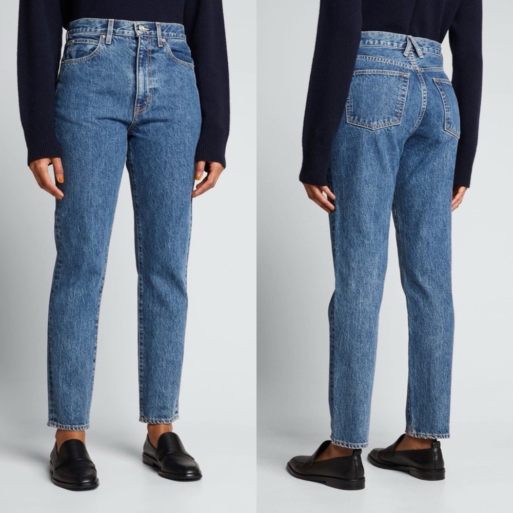 SLVRLAKE Beatnik Ankle High Rise Slim Straight Jeans Blue 100% Cotton USA Made